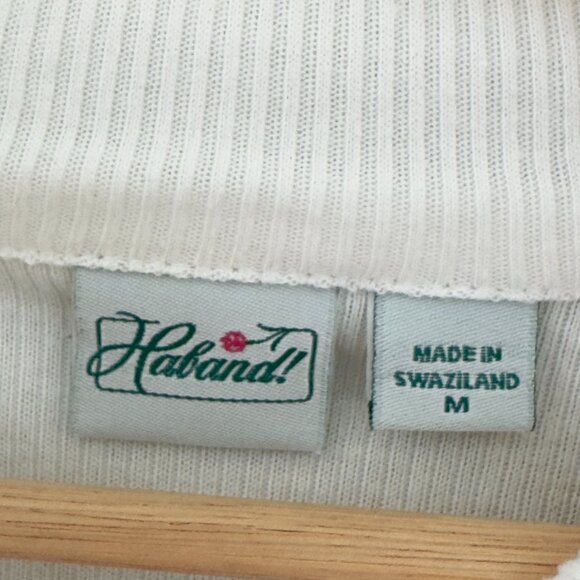 Haband White Ribbed 3-Button Short Sleeve Shirt - Picture 5 of 6